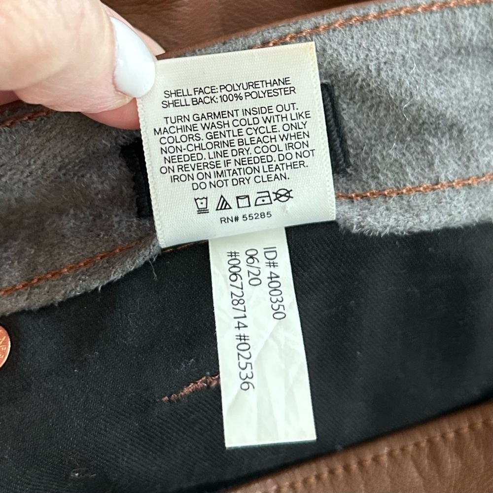 Express Vegan Leather Super High Rise Straight Pants‎ SZ 8 in Brown - Picture 9 of 9